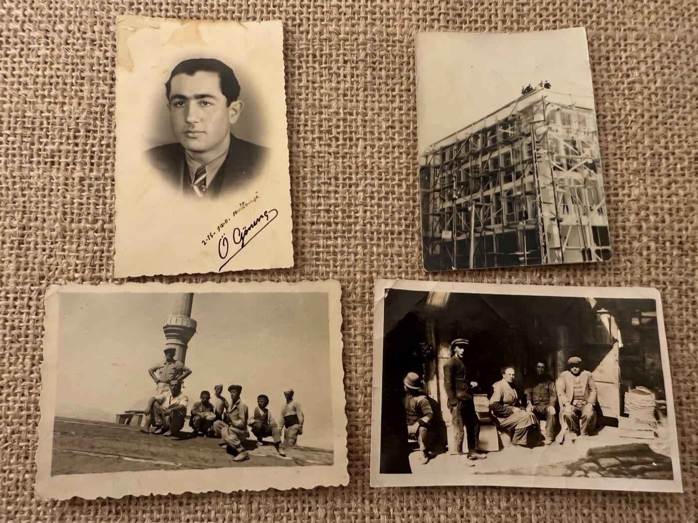 GooPlast'ın kökleri: 1940'lı yıllardan arşiv fotoğrafları — kurucu portresi, inşaat çalışması ve usta zanaatkârlık